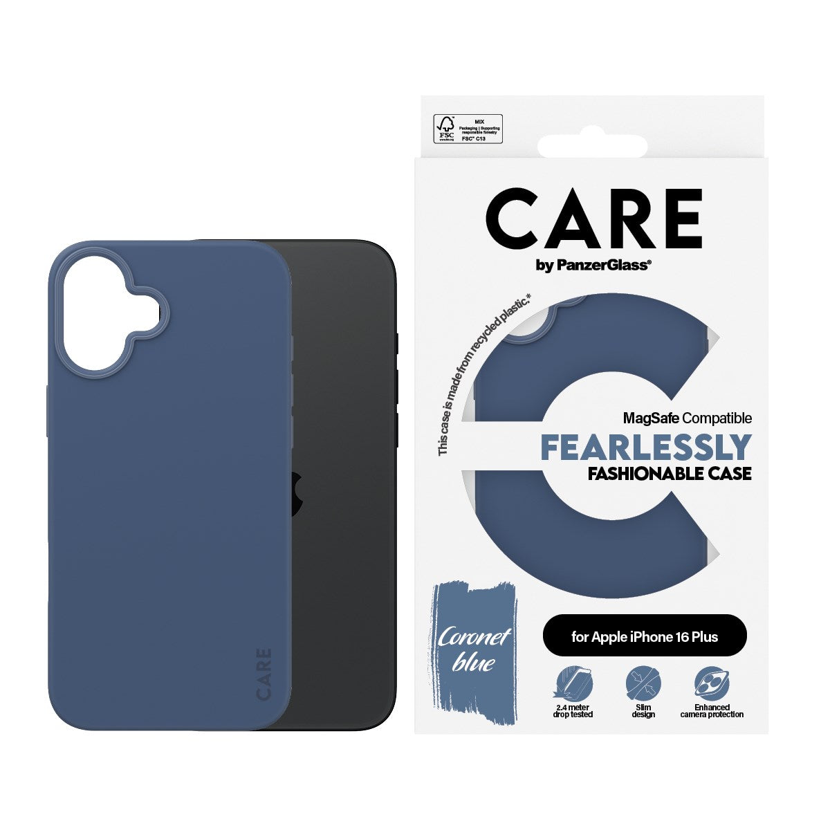 CARE by PanzerGlass® Fashionable Case Blue w. MagSafe iPhone 16 Plus